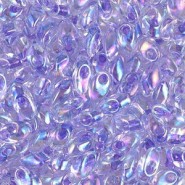 Miyuki long Magatama Perlen 4x7mm - Lilac lined crystal ab LMA-2145